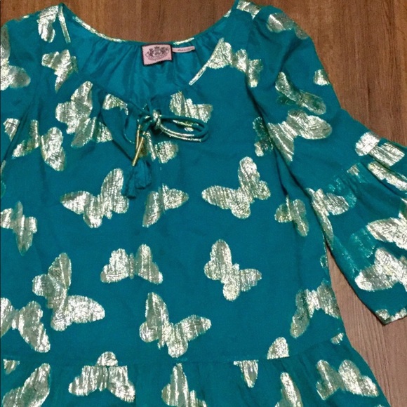 Juicy Couture Gold Metallic Butterfly Mini Dress - Picture 3 of 8